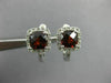 ESTATE 2.10CT DIAMOND & GARNET 14K WHITE GOLD HALO HEART LEVERBACK STUD EARRINGS