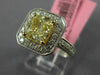 ESTATE LARGE GIA 2.79CT WHITE & CANARY DIAMOND 18K TWO TONE GOLD ENGAGEMENT RING
