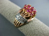 ANTIQUE WIDE .70CT OLD MINE DIAMOND & AAA RUBY 14KT WHITE & ROSE GOLD RING #757