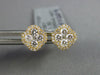 ESTATE .46CT DIAMOND 18KT YELLOW GOLD 4 LEAF CLOVER SQUARE FLOWER STUD EARRINGS