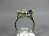 ANTIQUE LARGE 2.36CT WHITE & FANCY YELLOW DIAMOND & AAA SAPPHIRE PLATINUM RING