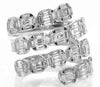 EXTRA LARGE 2.49CT DIAMOND 18K WHITE GOLD 3D BAGUETTE INVISIBLE OVAL SNAKE RING