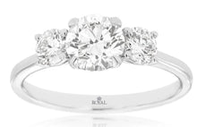 ESTATE 1.55CT DIAMOND 14KT WHITE GOLD 3D ROUND CLASSIC 3 STONE ENGAGEMENT RING