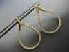 ESTATE 1.25CT DIAMOND 14K YELLOW GOLD 3D TEAR DROP SIDEWAY HOOP HANGING EARRINGS