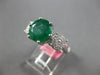 GIA LARGE 3.30CT DIAMOND & AAA EMERALD 18K WHITE GOLD 3D 3 STONE ENGAGEMENT RING