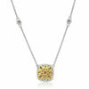 ESTATE .75CT WHITE & FANCY YELLOW DIAMOND 18KT 2 TONE GOLD DOUBLE HALO NECKLACE