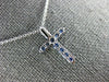 ESTATE SMALL .49CT AAA SAPPHIRE 18KT WHITE GOLD 3D CLASSIC CROSS PENDANT