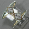 ESTATE WIDE .32CT DIAMOND 14K ROSE GOLD 3D DOUBLE ROW GRADUATING SQUARE FUN RING