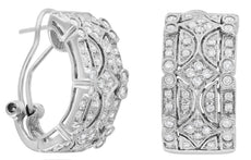 ESTATE WIDE .68CT DIAMOND 14KT WHITE GOLD 3D MULTI ROW FILIGREE HANGING EARRINGS