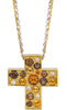 0.04CT DIAMOND & AAA CITRINE & SMOKY TOPAZ 18KT 2 TONE GOLD ETOILE CROSS PENDANT