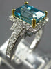 ESTATE LARGE 4.77CT DIAMOND & AAA BLUE ZIRCON 14KT WHITE GOLD 3D ENGAGEMENT RING