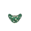 ESTATE 1.63CT DIAMOND & AAA EMERALD 18KT WHITE GOLD 3D PAVE V SHAPE RING