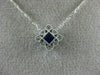 ESTATE .21CT DIAMOND & SAPPHIRE 18K WHITE GOLD FILIGREE MILGRAIN SQUARE NECKLACE