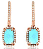 2.76CT DIAMOND & AAA BLUE TOPAZ 14KT ROSE GOLD CUSHION & ROUND HALO FUN EARRINGS