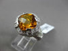 ANTIQUE WIDE 3.96CT DIAMOND & AAA EXTRA FACET CITRINE 14K WHITE GOLD 3D FUN RING