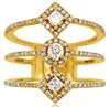 WIDE .75CT DIAMOND 14KT YELLOW GOLD 3D PRINCESS CUT & ROUND MULTI BAND FUN RING