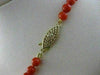 ESTATE AAA RED CORAL & GOLD BEADS 14KT Y GOLD NECKLACE & FILIGREE LOCK 5MM 22069