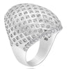 EXTRA LARGE 2.40CT DIAMOND 18KT WHITE GOLD MULTI ROW DOME SHAPE SQUARE FUN RING