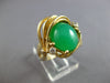 ESTATE LARGE .06CT DIAMOND & AAA JADE 14KT YELLOW GOLD 3D FLORAL RING #28103