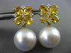 LARGE 5.36CT DIAMOND & SOUTH SEA PEARL YELLOW SAPPHIRE 18KT YELLOW GOLD EARRINGS