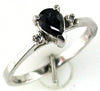 .53CT DIAMOND & AAA SAPPHIRE 14KT WHITE GOLD PEAR SHAPE & ROUND FRIENDSHIP RING