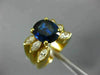 ESTATE LARGE 3.10CT DIAMOND & AAA SAPPHIRE 18K YELLOW GOLD 3 ROW ENGAGEMENT RING