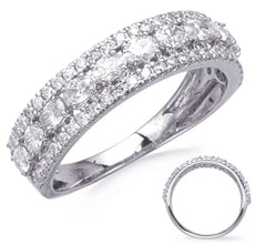 .92CT DIAMOND 14KT WHITE GOLD ROUND & OVAL 3 ROW SEMI ETERNITY ANNIVERSARY RING