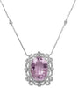 EXTRA LARGE 24.68CT DIAMOND & KUNZITE 18KT WHITE GOLD 3D OVAL & ROUND NECKLACE