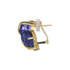 LARGE 27.50CT AAA TANZANITE 18K YELLOW GOLD MULTI SHAPE FLOWER CLIP ON EARRINGS