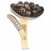 LARGE 9.81CT WHITE BLACK & CHOCOLATE FANCY DIAMOND 18K ROSE & BLACK GOLD 3D RING
