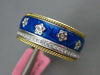 WIDE .28CT DIAMOND & BLUE ENAMEL 18KT YELLOW GOLD MULTI FLOWER ETERNITY FUN RING
