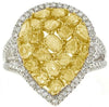 LARGE 3.94CT WHITE & FANCY YELLOW DIAMOND 18KT 2 TONE GOLD MULTI SHAPE FUN RING