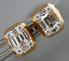 ESTATE .28CT DIAMOND 18K ROSE GOLD ROUND & BAGUETTE CLUSTER SQUARE STUD EARRINGS