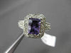 ESTATE 2.60CT DIAMOND & AAA AMETHYST 14K WHITE HALO DESIGN FILIGREE EMERALD RING
