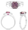 2.87CT DIAMOND & AAA PINK SAPPHIRE PLATINUM EMERALD CUT 3 STONE ENGAGEMENT RING