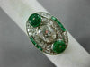 ANTIQUE LARGE 2.25CT OLD MINE DIAMOND & AAA EMERALD 18K 2 TONE GOLD 3 STONE RING