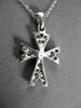 ANTIQUE SMALL .20CT DIAMOND 18KT WHITE GOLD 3 DIMENSIONAL CROSS PENDANT #22969
