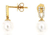 .10CT DIAMOND & AAA SOUTH SEA PEARL 14K YELLOW GOLD RECTANGULAR HANGING EARRINGS