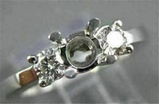 ESTATE .37CT DIAMOND 14KT WHITE GOLD 3 STONE SEMI MOUNT ENGAGEMENT RING #22416