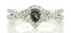 .74CT WHITE & BLACK DIAMOND 18KT WHITE GOLD PEAR SHAPE & ROUND ENGAGEMENT RING