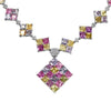 EXTRA LARGE 58.88CT DIAMOND & AAA MULTI COLOR SAPPHIRE 18KT WHITE GOLD NECKLACE