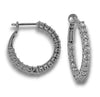 .79CT DIAMOND 14KT WHITE GOLD 3D ROUND CLASSIC INSIDE OUT HOOP HANGING EARRINGS