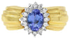 1.01CT DIAMOND & AAA TANZANITE 14KT YELLOW GOLD OVAL & ROUND CLASSIC FLOWER RING