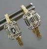 .50CT DIAMOND 18KT YELLOW GOLD 3D ROUND & BAGUETTE HUGGIE HOOP HANGING EARRINGS