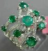ESTATE LARGE 2.02CT DIAMOND & AAA EMERALD 18KT WHITE GOLD 3D ANNIVERSARY RING