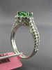 ESTATE WIDE 2.10CT DIAMOND & TSAVORITE 18K WHITE GOLD HEART HALO ENGAGEMENT RING