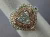 ESTATE 1.79CT WHITE & PINK DIAMOND 18KT 2 TONE GOLD DOUBLE HALO ENGAGEMENT RING