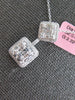 1.41CT DIAMOND 18KT WHITE GOLD ROUND & BAGUETTE SQUARE CLUSTER FLOATING PENDANT