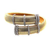 EXTRA LARGE .94CT DIAMOND 18K 2 TONE GOLD CRISS CROSS SNAKE CUFF BANGLE BRACELET