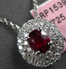 .7CT DIAMOND & AAA RUBY 14K WHITE GOLD OVAL & ROUND DOUBLE HALO FLOATING PENDANT